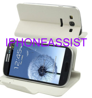 samsung galaxy siii flip leather case cover with holder white