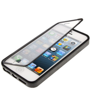 Transparent Flip TPU Case for iPhone 5 5S Black