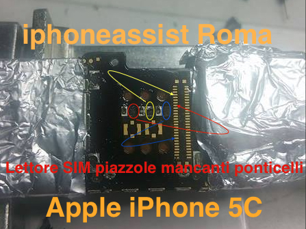 Apple iPhone 5C Lettore SIM ponticelli piazzole mancanti